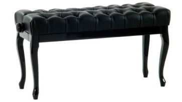 EUROLEGNO P12 PANCA IN LEGNO PER PIANOFORTE REGOLABILE  NERO LUCIDO SKY MADE IN ITALY