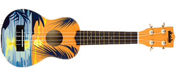 MAKALA UKADELIC MK-SDAY Tropical Day Ukadelic UKULELE SOPRANO COLORATO CON DISEGNI