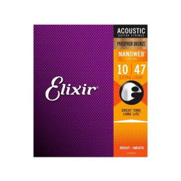 ELIXIR 16002 NANOWEB EXTRA LIGHT PHOSPHOR BRONZE MUTA PER CHITARRA ACUSTICA