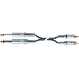 QUIKLOK S/220-6 bk cavo adattatore 2 jack 6,3 mono / 2 rca 6 mt S-220-6-BK