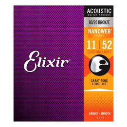 ELIXIR 11027 MUTA CORDE PER CHITARRA ACUSTICA 80/20 BRONZE WOUND CUSTOM LIGHT - 011/052